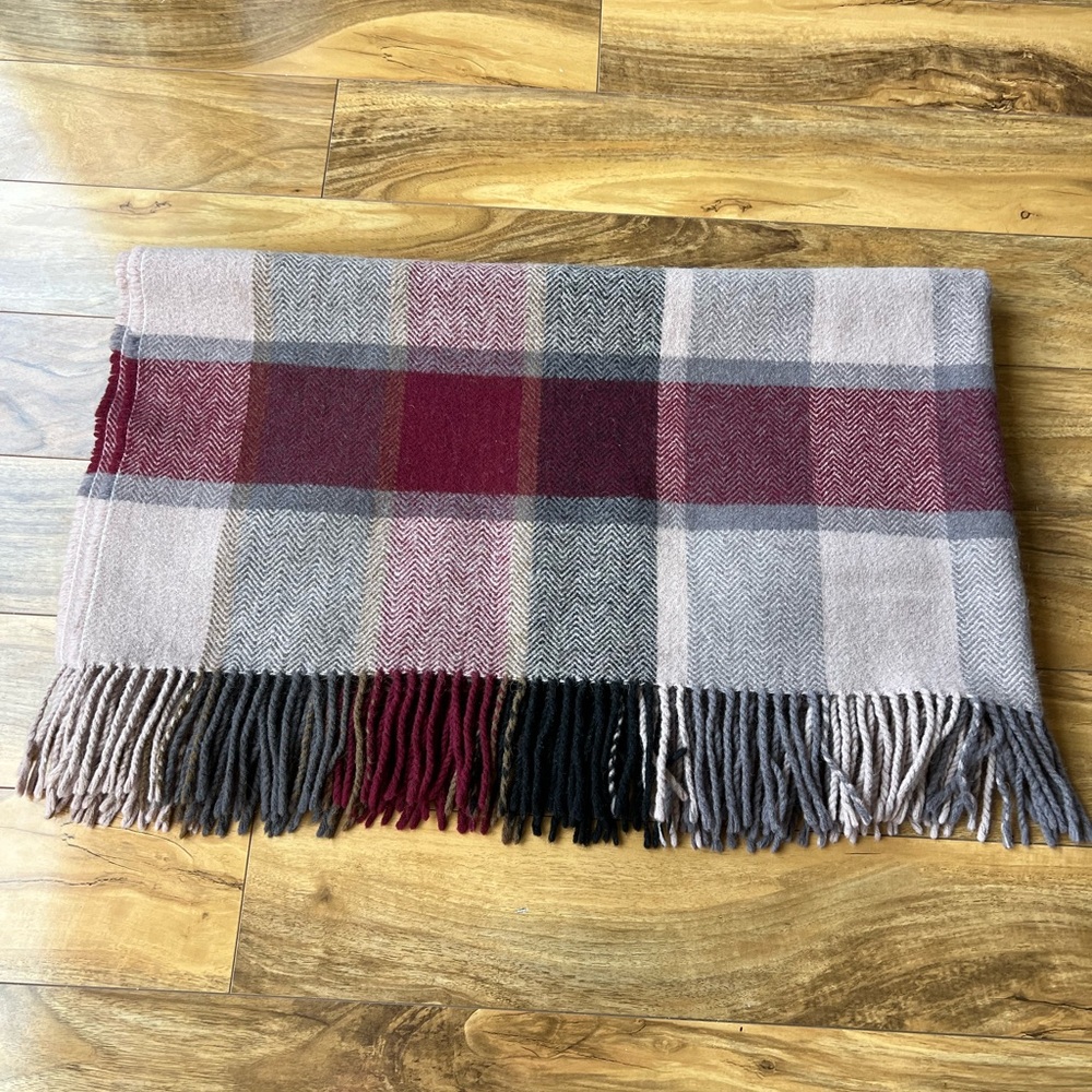 Two Australian Wool Elegant Plaid Throw Blankets